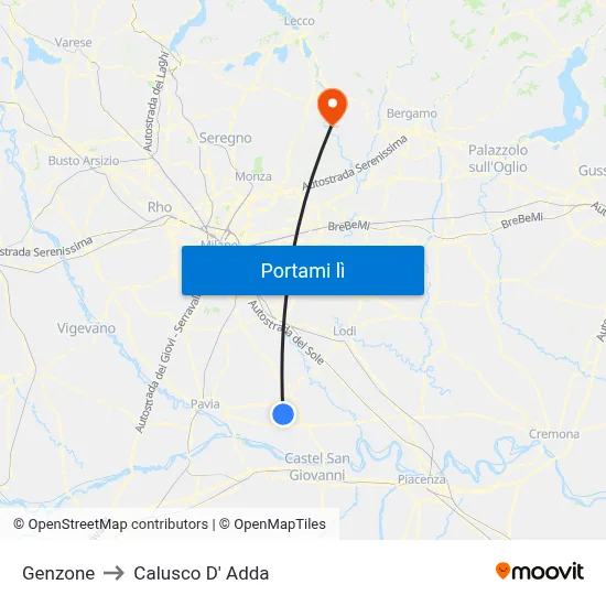 Genzone to Calusco D' Adda map