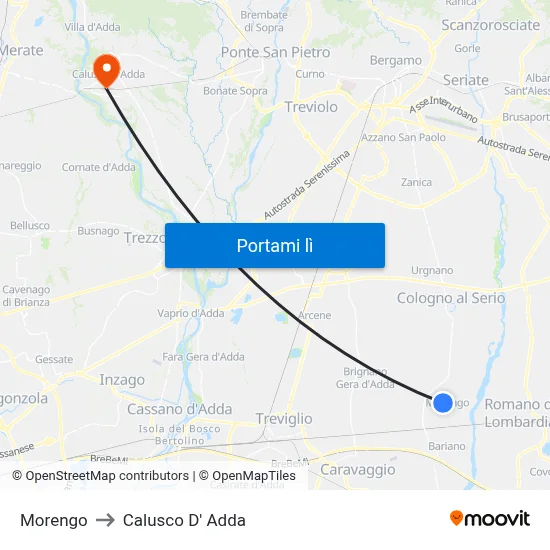 Morengo to Calusco D' Adda map