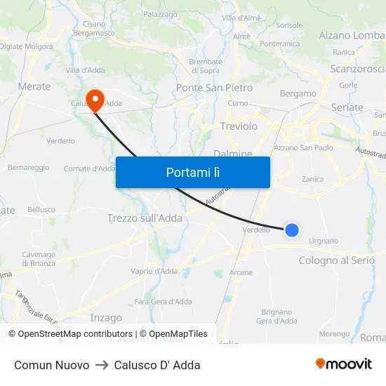 Comun Nuovo to Calusco D' Adda map