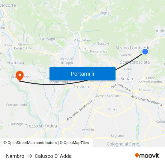 Nembro to Calusco D' Adda map