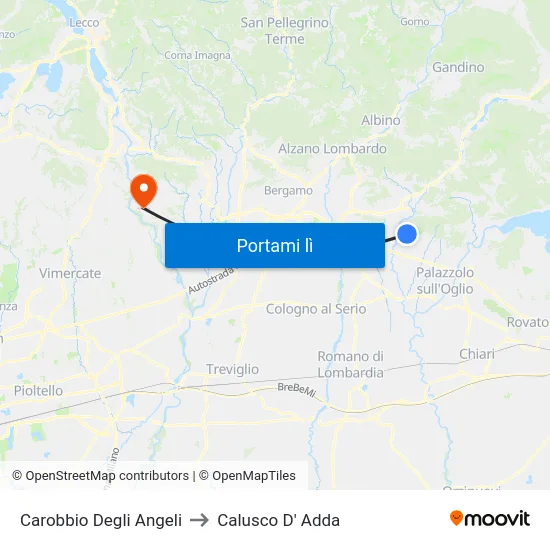 Carobbio Degli Angeli to Calusco D' Adda map