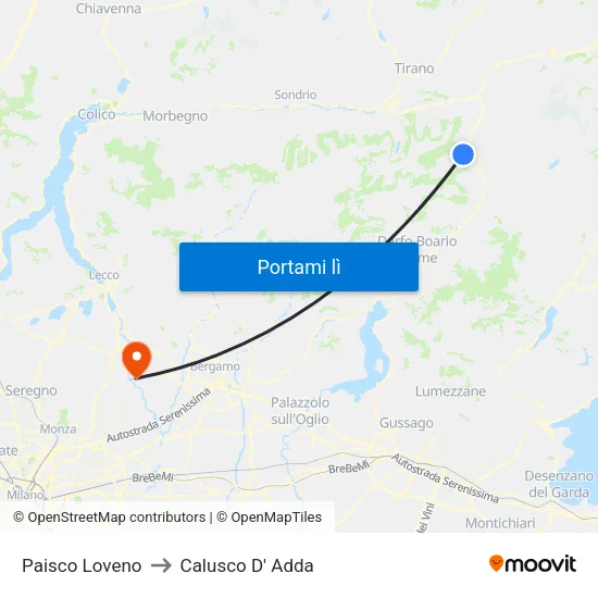 Paisco Loveno to Calusco D' Adda map