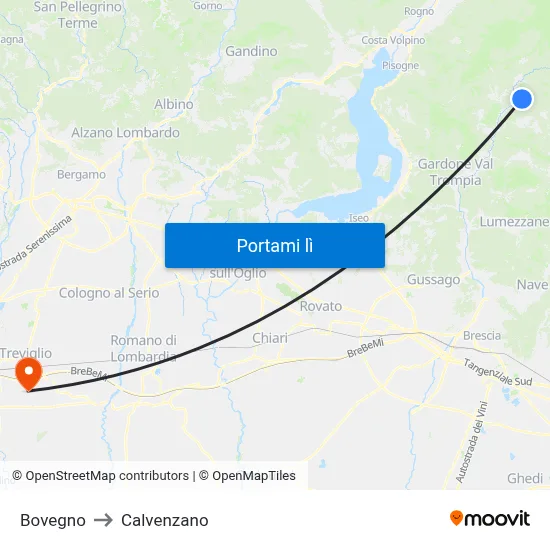 Bovegno to Calvenzano map