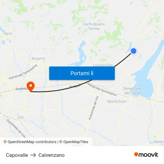 Capovalle to Calvenzano map