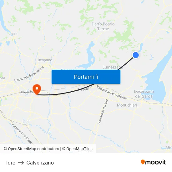 Idro to Calvenzano map