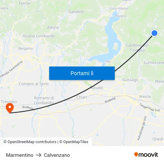 Marmentino to Calvenzano map