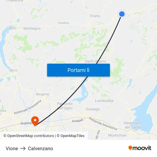 Vione to Calvenzano map