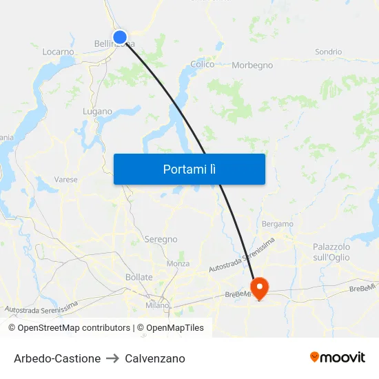 Arbedo-Castione to Calvenzano map