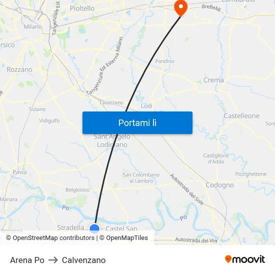 Arena Po to Calvenzano map