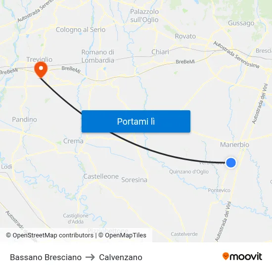 Bassano Bresciano to Calvenzano map