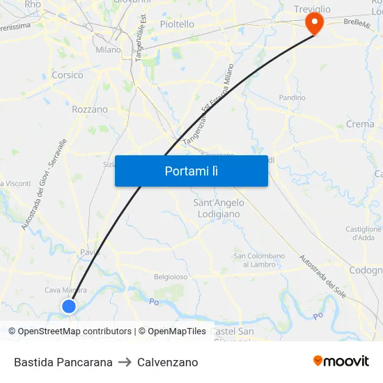 Bastida Pancarana to Calvenzano map