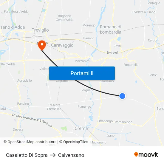 Casaletto Di Sopra to Calvenzano map