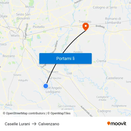 Caselle Lurani to Calvenzano map