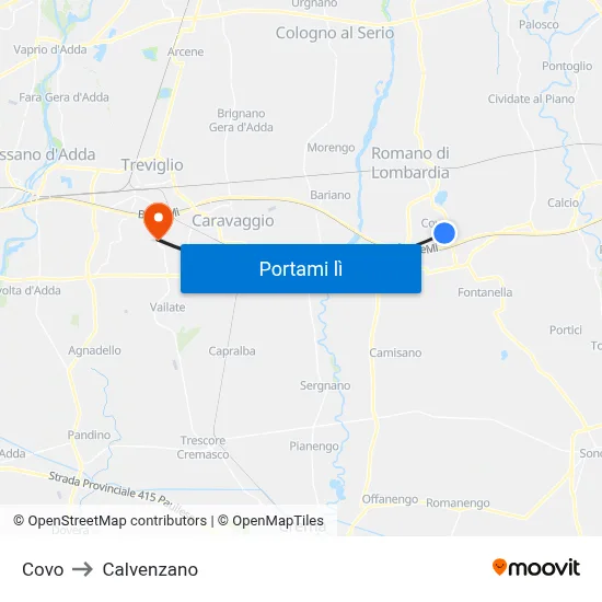 Covo to Calvenzano map