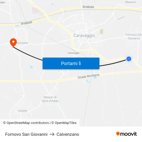 Fornovo San Giovanni to Calvenzano map