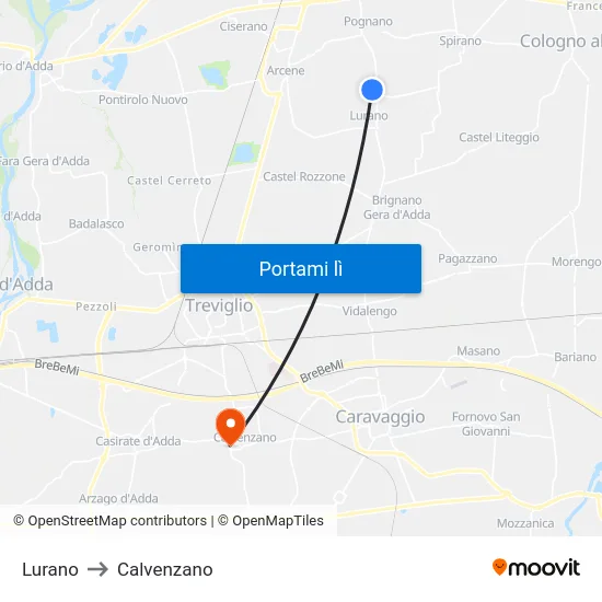 Lurano to Calvenzano map