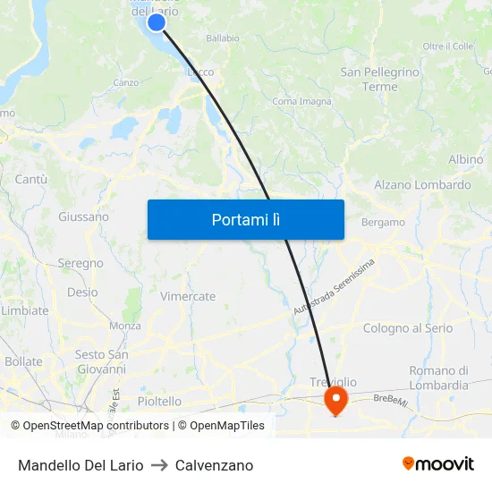 Mandello Del Lario to Calvenzano map