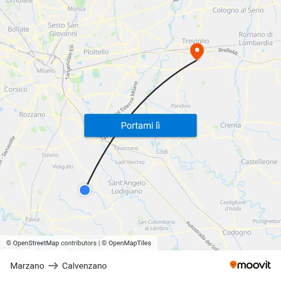 Marzano to Calvenzano map
