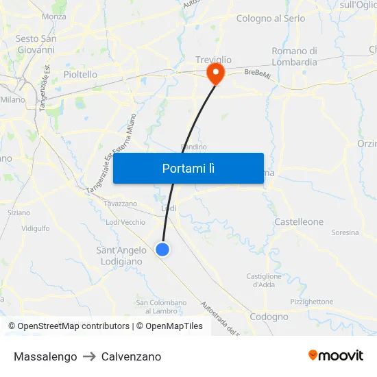 Massalengo to Calvenzano map
