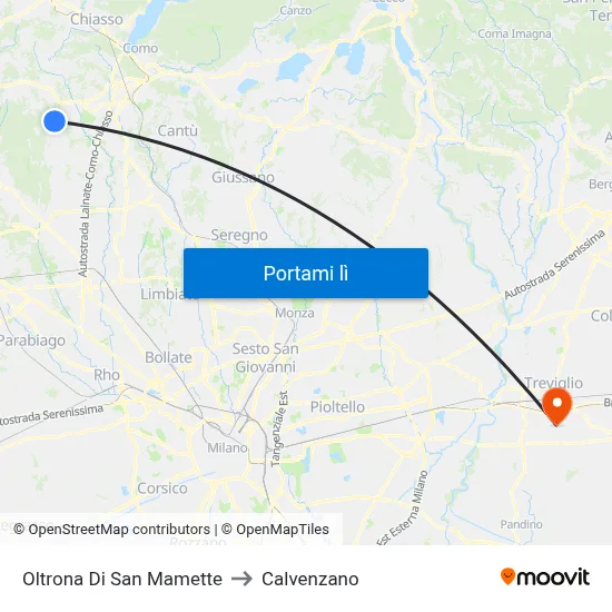 Oltrona Di San Mamette to Calvenzano map