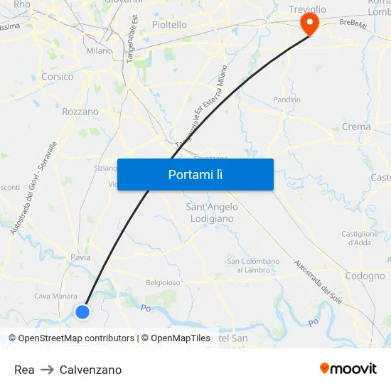 Rea to Calvenzano map