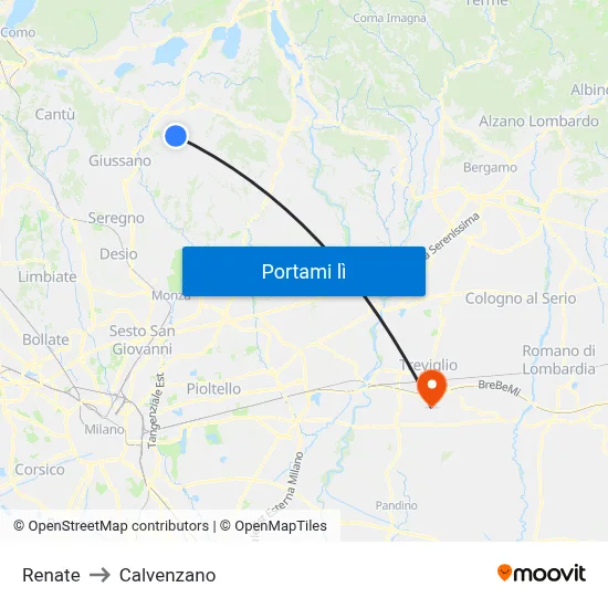 Renate to Calvenzano map