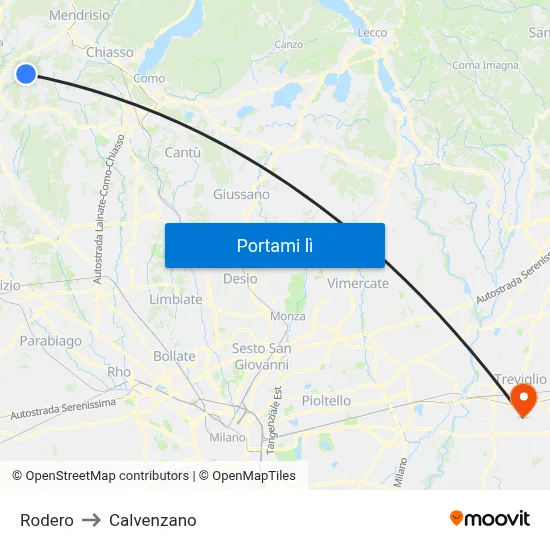 Rodero to Calvenzano map