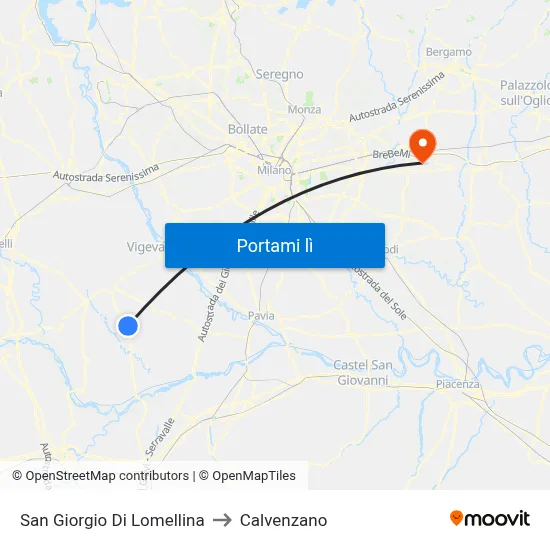 San Giorgio Di Lomellina to Calvenzano map