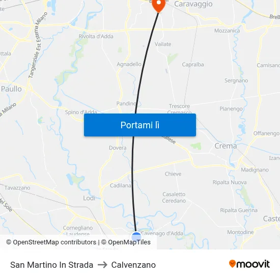 San Martino In Strada to Calvenzano map