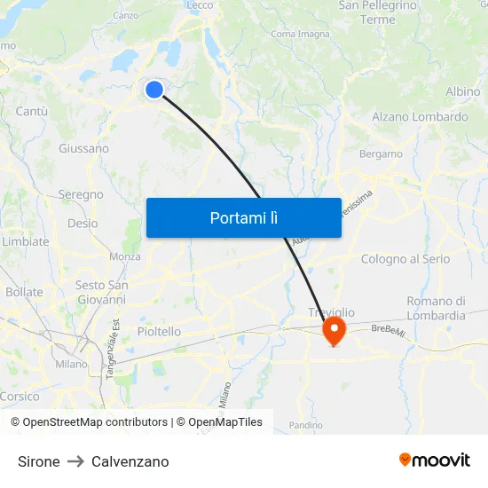 Sirone to Calvenzano map