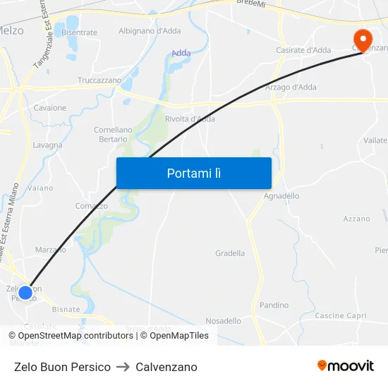 Zelo Buon Persico to Calvenzano map