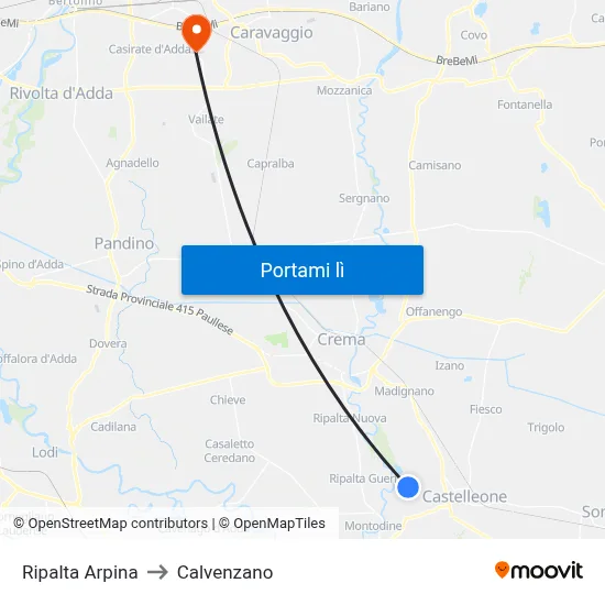 Ripalta Arpina to Calvenzano map