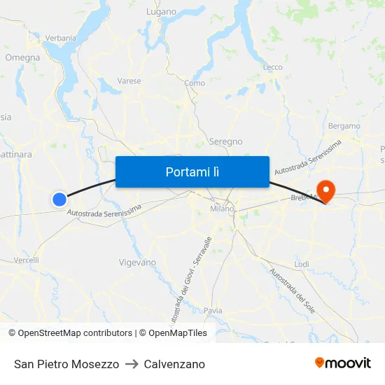 San Pietro Mosezzo to Calvenzano map