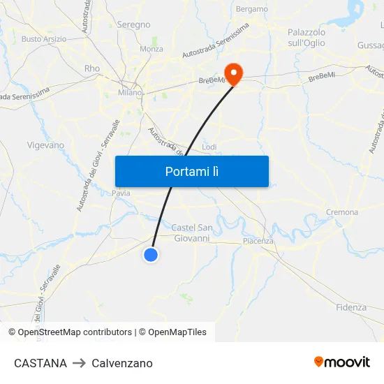 CASTANA to Calvenzano map