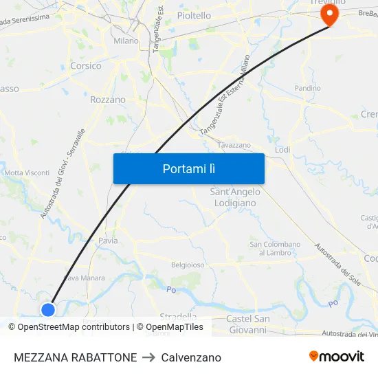 MEZZANA RABATTONE to Calvenzano map