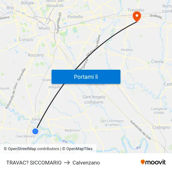TRAVAC? SICCOMARIO to Calvenzano map