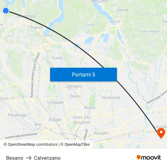 Besano to Calvenzano map
