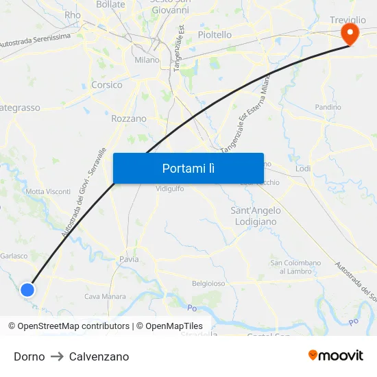 Dorno to Calvenzano map
