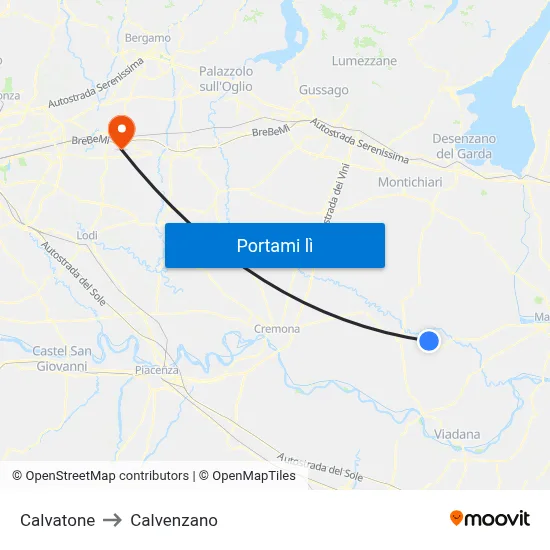 Calvatone to Calvenzano map