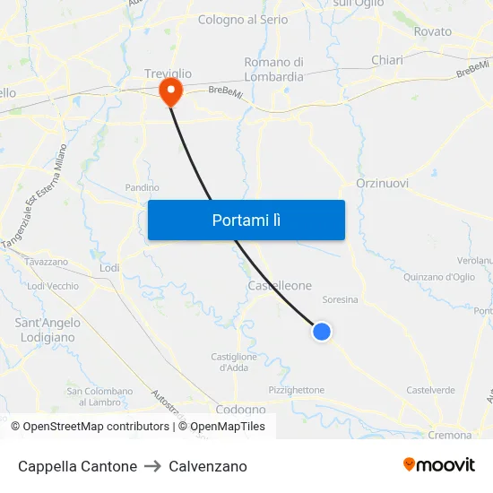 Cappella Cantone to Calvenzano map