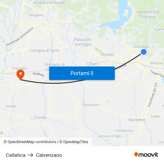 Cellatica to Calvenzano map