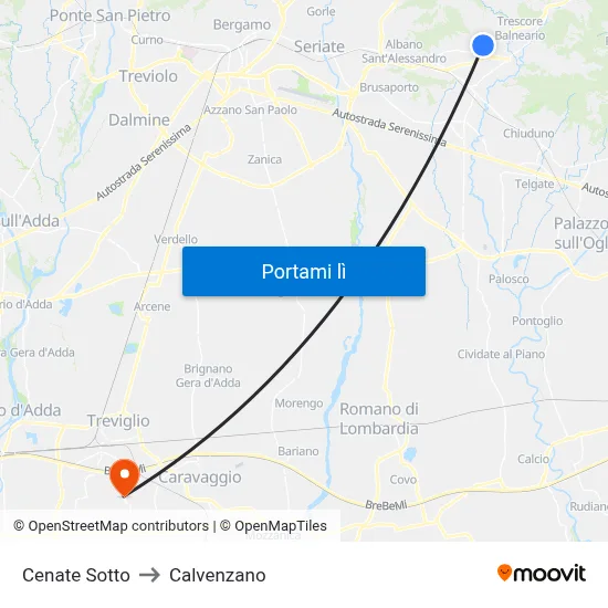 Cenate Sotto to Calvenzano map