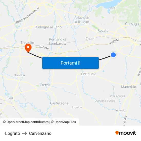 Lograto to Calvenzano map
