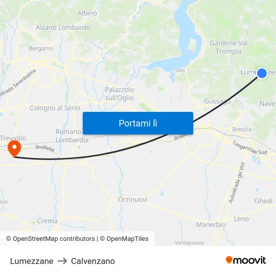 Lumezzane to Calvenzano map