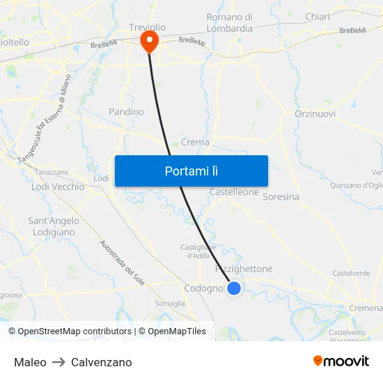 Maleo to Calvenzano map