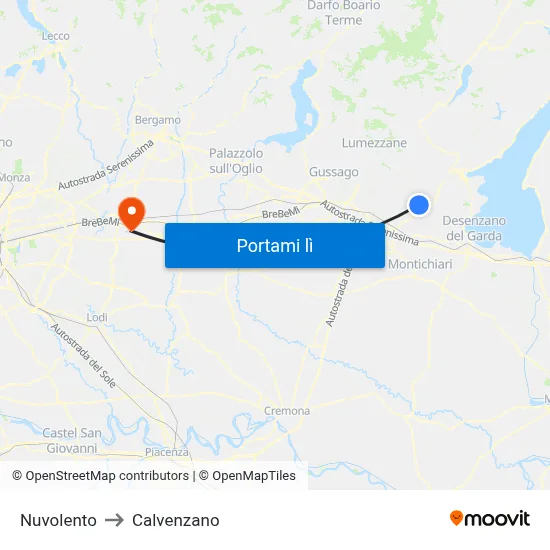 Nuvolento to Calvenzano map