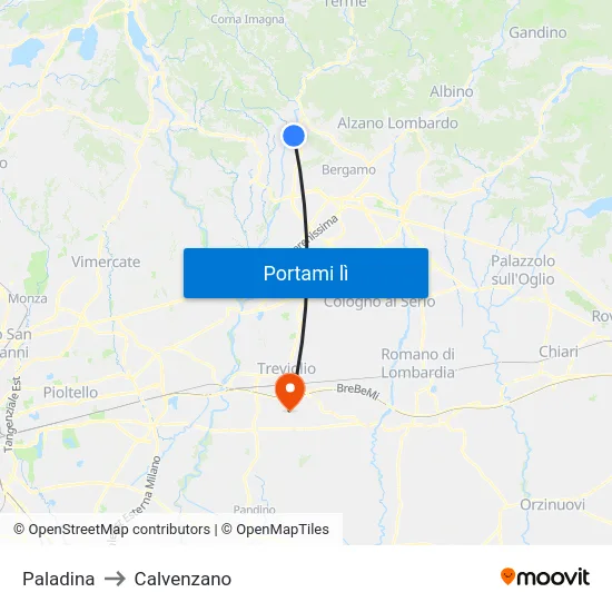 Paladina to Calvenzano map
