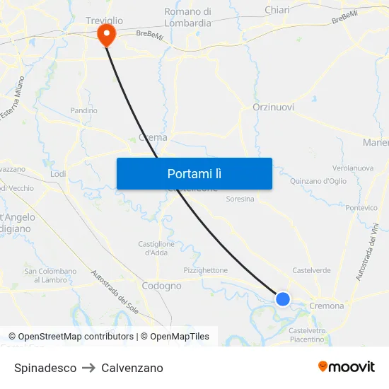 Spinadesco to Calvenzano map