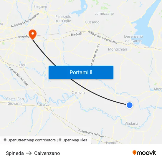 Spineda to Calvenzano map