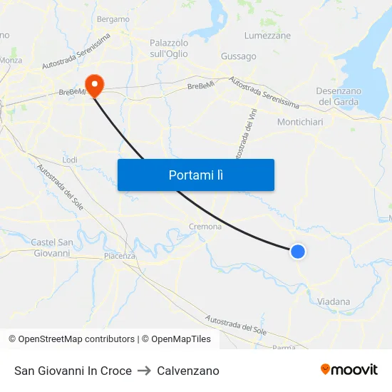 San Giovanni In Croce to Calvenzano map
